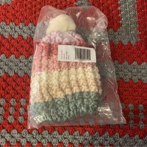 NWT Oshkosh B'Gosh Pastel Knit Winter Hat Top Pom Pom in size 12M-24M